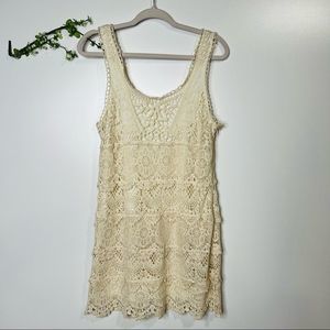 Anthropologie Staring at Stars Ivory Crochet Lace Dress Bridal Mini